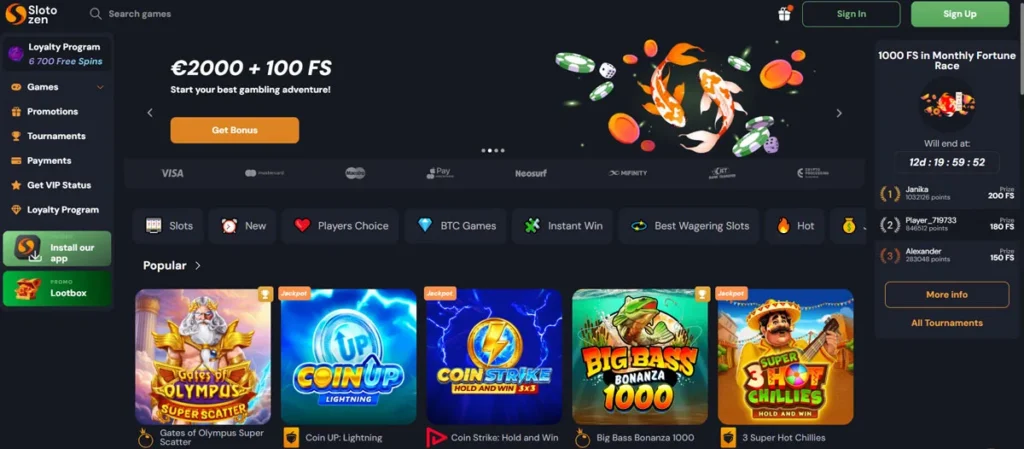 Offizielle Website von Slotozen Casino