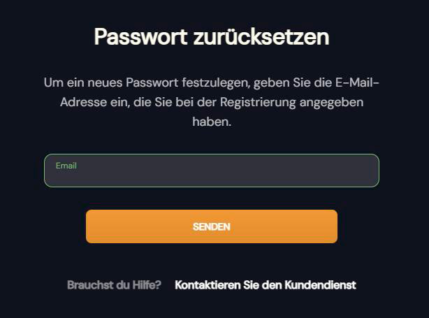 Passwort für Slotozen-Casino zurücksetzen